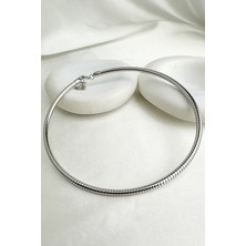 Modex Gümüş Rengi Tırtık Detay Choker Kolye