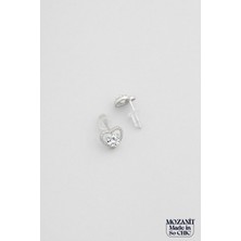 So CHIC Mozanit Kalbi 18 Ayar Beyaz Altın Kaplama Gümüş Küpe