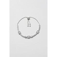 So CHIC Amelie 18 Ayar Beyaz Altın Kaplama Ayarlanabilir Gümüş Bileklik