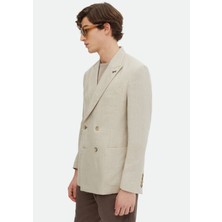 Ramsey Bej Düz Oversize Fit %100 Keten Ceket