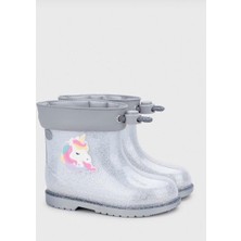 Igor Bimbi Unıcornıo Glitter Gri Kız Çocuk Yağmur Botu Suni Deri Kauçuk Taban Slip-on Suya Dayanıklı