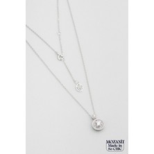 So CHIC Büyülü Mozanit 18 Ayar Beyaz Altın Kaplama 46 Cm Gümüş Kolye