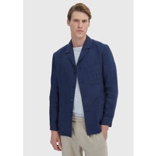 Ramsey Lacivert Düz Shirt Shoulder Slim Fit Pamuk Karışımlı Ceket