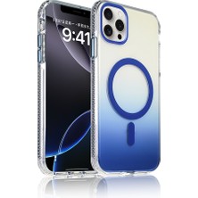 iPhone 16 Pro Kılıf M-Safe Şarj Özellikli Transparan Renk Geçişli Zore Toros Kapak - Mavi