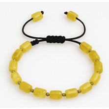 Tesbihane Makrome Örgülü Kapsül Kesim Sarı Beyaz Renkli King Seccer Damla Kehribar Erkek Bileklik