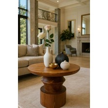 El Işçiliği Masif Meşe Renk Mantar Sehpa – Tekli Doğal Ahşap Tasarım