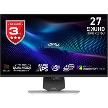 MSI 27 MPG 274URDFW E16M 3840x2160 (UHD) 16:9 FLAT RAPID IPS MINI LED UHD 160HZ FHD 320HZ 0.5MS (Min.) ADAPTIVE-SYNC PIVOT BEYAZ GAMING MONITOR