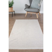 Estiva Home Beyaz Krem Şönil Dokuma Kilim Halı – Hasır / Sisal Desen, Salon, Mutfak, Oturma ve Çocuk Odası Yolluk Halısı