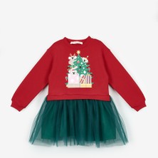 Le Mabelle Kırmızı  Koala Baskılı Kız Çocuk Yılbaşı Elbise - Renata