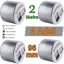 Glaswen 4 Adet Çatı Izolasyon Bandı 96 mm x 2 mt Su Sızdırmazlık Geçirmez Delik Yalıtım Çamur Boru Sakız Tamir Bant
