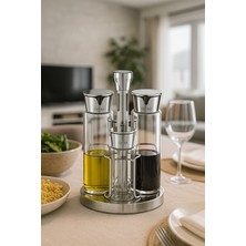 Arow Mace Standlı 4 Parça Baharatlık-Yağlık Seti