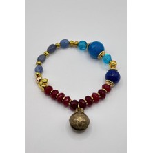 Nish&Chic Çan Charmlı Mavi Doğal Taş Bileklik