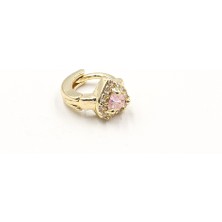 Sose Moda Kalp Model Pembe Zirkon Taşlı Halka Tragus Piercing - Gold Anti Alerjik