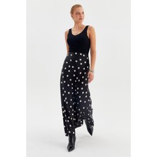 Nish&Chic Puantiyeli Maxi Saten Etek