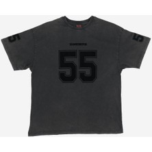 Kadife Baskılı Oversize Yıkamalı T-Shırt