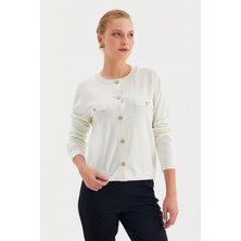 Nish&Chic Gümüş Düğmeli Cepli Triko Hırka