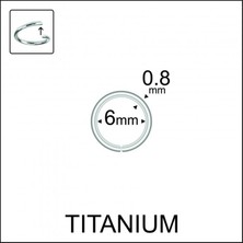 Aida Jewelss Yüksek Kalite G23 Titanium Hızma  Titanyum / 6mm x 0.8mm Düz Halka Piercing