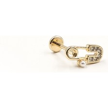 Sose Moda Ataç Tasarım Zirkon Taşlı Gold Tragus Helix Piercing | Anti Alerjik, Kararma Yapmaz