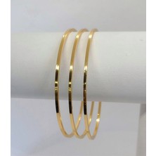 Boreno 2 Yıl Garantili 3'lü Ajda Bilezik Paslanmaz Çelik Üzeri 14 Ayar Altın Kaplama