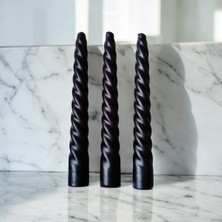 Denic 3'lü Siyah-İtalyan Burgulu-Şamdan Mum- Kıvrımlı Mum