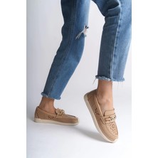 Joy Ayakkabı Lıly Bağcıksız Ortopedik Rahat Taban Çiçek Desenli Kadın Babet Ayakkabı  Ckt - Ten