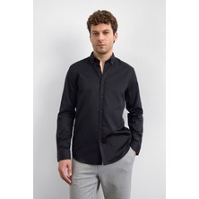 Back & Bond Siyah Normal Yaka Smart Casual Gömlek