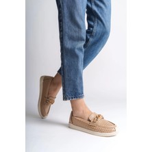 Joy Ayakkabı Lızy Bağcıksız Ortopedik Rahat Taban Kalp Desenli Kadın Babet Ayakkabı  Ckt - Ten