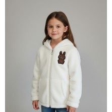 Star Pop Labubu Nakışlı Pelüş Kapüşonlu Kız Çocuk Hırka