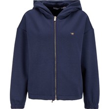 Mustang Kapüşon Yaka Düz Lacivert Kadın Sweatshırt M5WL-SWT1002