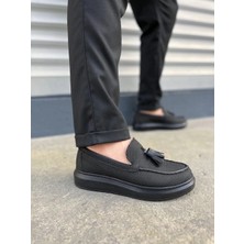 Joy Ayakkabı JY154 Blaze Bağcıksız Püsküllü Keten Erkek Günlük Spor Klasik Ayakkabı Kst - Siyah