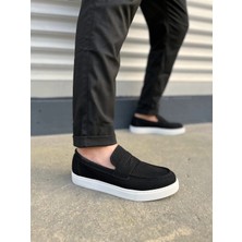 Joy Ayakkabı JY180 Estilo x Bağcıksız Süet Erkek Günlük Spor Klasik Ayakkabı Sbt - Siyah