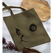 Bk Gift Kedi Tasarımlı Haki Kumaş Bez Çanta, Baskılı Omuz Çantası, Alışveriş Çantası, Arkadaşa Hediye-1bk Gift Kedi Tasarımlı-1 Haki Kumaş Bez Çanta, Baskılı Omuz Çantası, Alışveriş Çantası, Arkadaşa Hediye