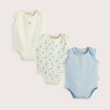 Chakra Sea Sıde 3'Lü Kolsuz Body Kutu Set Ekru/Mavi