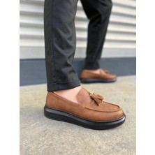 Joy Ayakkabı JY154 Blaze Bağcıksız Püsküllü Cilt Erkek Günlük Spor Klasik Ayakkabı Cst - Taba