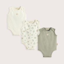 Chakra Cute Cırcus 3'Lü Kolsuz Body Set Ekru/Yeşil