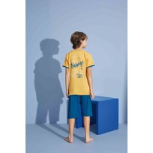 Tarık Erkek Çocuk T-Shirt Bermuda Alt Penye Süprem Bisiklet Yaka Orta Kalın Pijama TAKIMI-3930