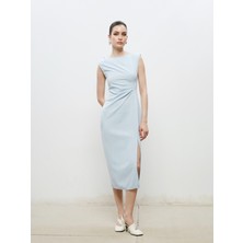 Soulife Bisiklet Yaka Büzgülü Elbise