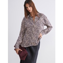 Soulife Desenli Saten Kadın Gömlek