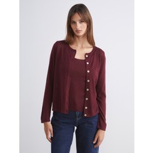 Soulife Bisiklet Yaka Ajurlu Kadın Triko Hırka