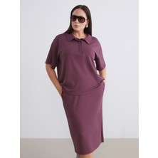 Soulife Büyük Beden Polo Yaka Kadın Tişört