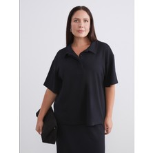 Soulife Büyük Beden Polo Yaka Kadın Tişört