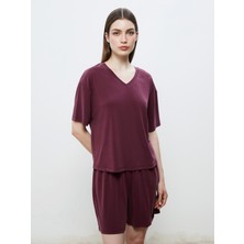 Soulife V Yaka Modal Karışımlı Kadın Tişört