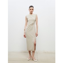 Soulife Bisiklet Yaka Büzgülü Elbise