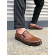 Joy Ayakkabı JY0410 Classique Bağcıksız Cilt Erkek Günlük Klasik Ayakkabı Cst - Kahverengi