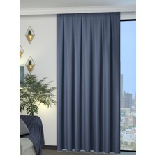 Perle  1/2 Pileli Keten Dokulu Indigo Modern Fon Perde – Ütü Gerektirmez