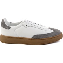 Bambi Gri Hakiki Deri Erkek Sneaker E01442421502