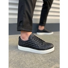 Joy Ayakkabı JY166 Prestige Bağcıklı Cilt Kapitone Desenli Erkek Günlük Sneaker Ayakkabı Cbt - Siyah
