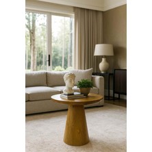 El Işçiliği Ahşap Orta Sehpa – Tütün Renk Mantar Model