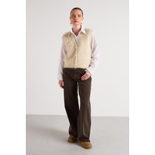 Minaaise Pelüş Triko Yelek Taş