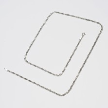 Silvalli 40 Mikron Rodyum Singapur Gümüş Zincir